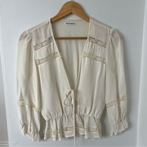 Reformation white lace top XS